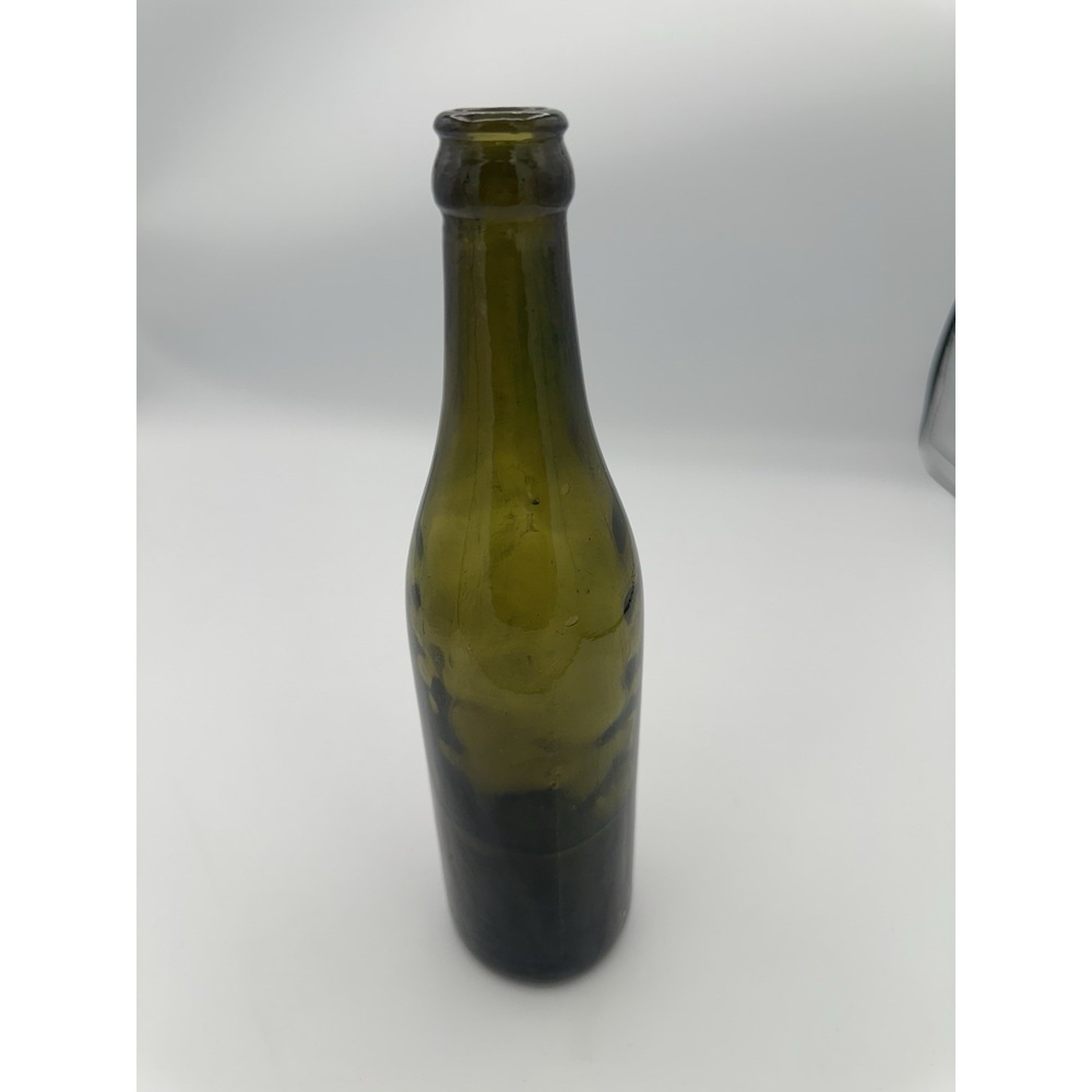 Antique Hand Blown Olive Black Glass Ale Beer Bottle Blob Top Crude